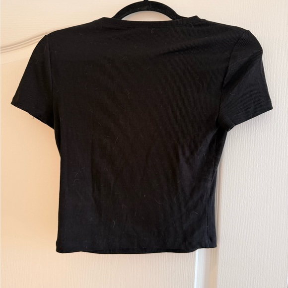 Express Ribbed Black Fitted Top - Picture 6 of 7